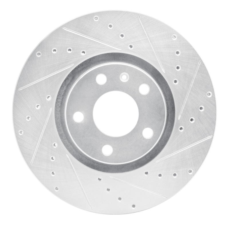 Audi A6 Quattro Brake Rotor (1) - Front Right - R1 Concepts - Drilled & Slotted - Silver - `05-`11